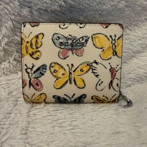Coach Women's Wallet with Butterfly Print - Cream and Yellow